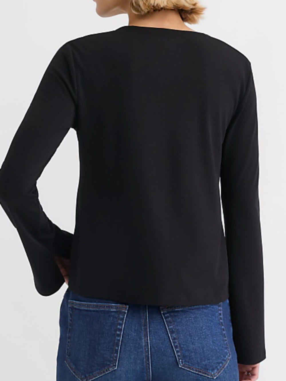 LOFT Black Tie-Front Long-Sleeve Top - Women - Picture 2 of 2